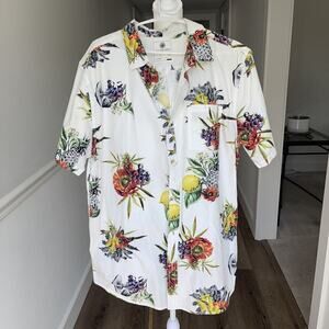 ON THE BYAS Short Sleeve Button Down Shirt Mushroom Festival Nature Trippy Sz XL